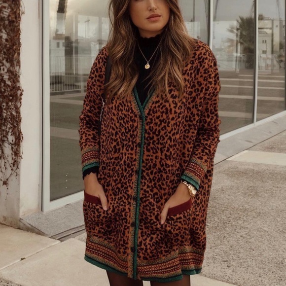 leopard print cardigan zara